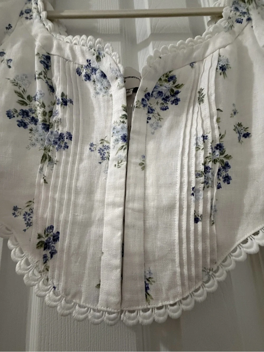 Reformation White Floral Square-Neck Puff Sleeve Crop Top its new